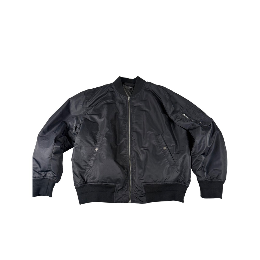 rag & bone Manston Bomber Jacket Mens Large Black Nylon MA-1 Flight Streetwear